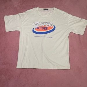 Drop Shoulder Slogan Graphic Tee Size L